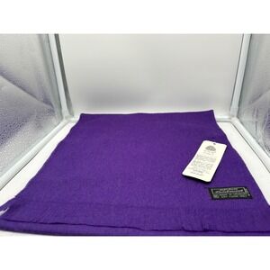 vtg dark purple Lambswool Fringe Scarf Made in Uruguay Woolmark Dry Clean Only